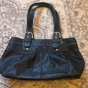 Coach Large Black Leather Shoulder Bag
